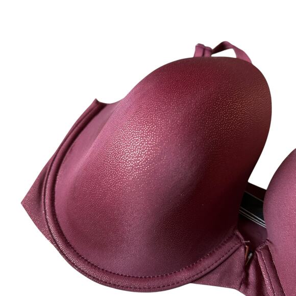 VS Victoria's Secret Burgundy Gold Metallic Lined Demi Bra Women's Size 34DDD - Picture 2 of 8